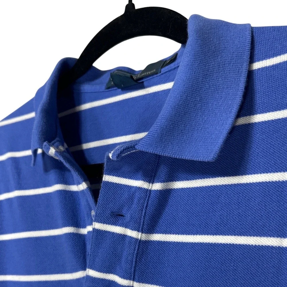 Polo Ralph Lauren Short Sleeve Polo Shirt‎ Blue White Striped Yellow Pony Large